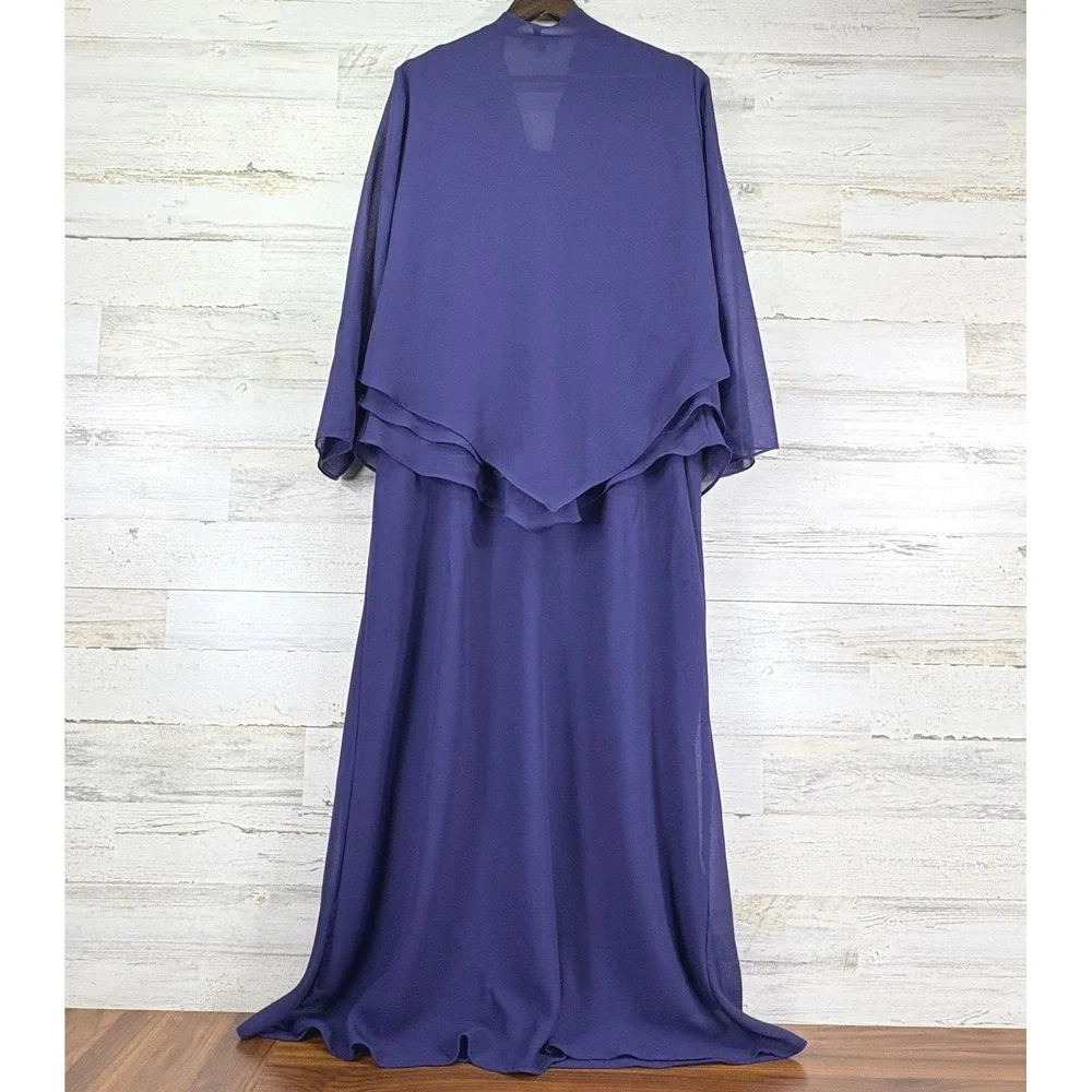 Dressbarn Woman‎ Collection 18W Purple Dress Set Embellished Jacket Chiffon